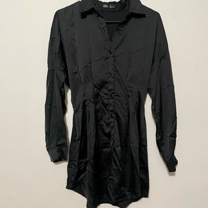 Black satin tunic dress